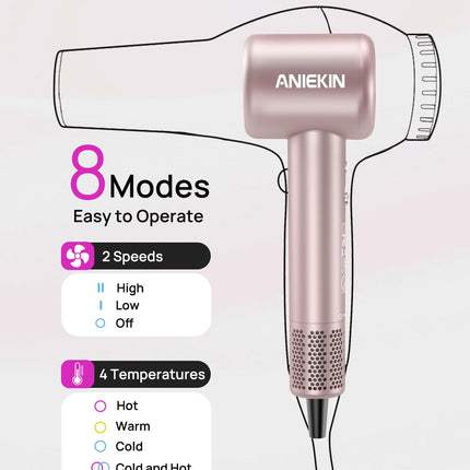 Hair Dryer, High-Speed Ionic Low Noise Blow Dryer with Brushless Motor for Fast Drying, Thermo-Control Quiet Compact Hair Blow Dryer with Magnetic Diffuser for Curly Hair for Home Travel Salon product image for BeHoo Toys