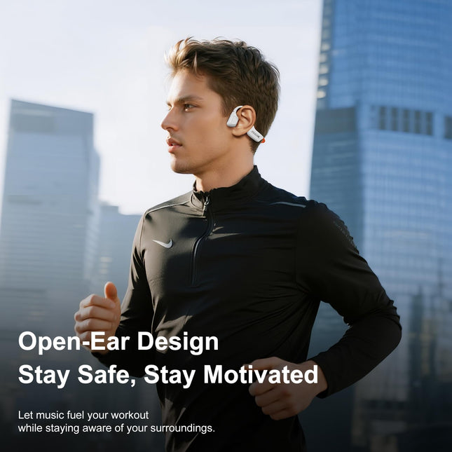 Jamsync Open Ear Headphones, Running Headphones Bluetooth 5.4 with Built-in Mic, Bluetooth Headphone 14H Battery & IPX5 Waterproof, Sports Headphones for Running, Cycling, Walking-White product image for BeHoo Toys