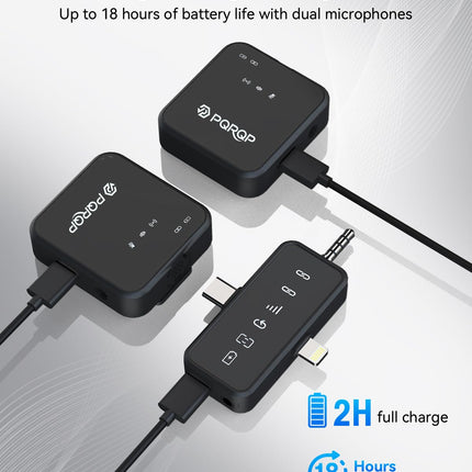 PQRQP 3-in-1 Mini Microphone for iPhone/Android/Camera, Hi-Fi Audio, 48kHz/24-bit, Wireless Microphones, 328ft Range, 20H Battery, Lapel Mic with Noise Reduction for Live Streaming, TikTok, YouTube product image for BeHoo Toys