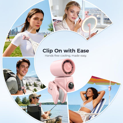 Hotsales Clip-On Portable Fan, 13500 RPM Rechargeable Handheld Mini Fan with LED Display, 360° Rotating Detachable Clip, Stroller Fan for Baby, Compact Travel Essentials/Lash, Summer Gifts for Women product image for BeHoo Toys
