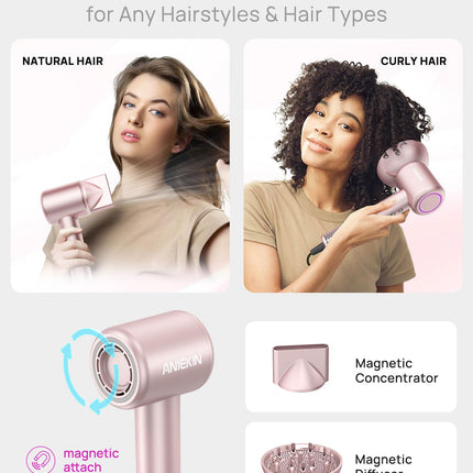 Hair Dryer, High-Speed Ionic Low Noise Blow Dryer with Brushless Motor for Fast Drying, Thermo-Control Quiet Compact Hair Blow Dryer with Magnetic Diffuser for Curly Hair for Home Travel Salon product image for BeHoo Toys