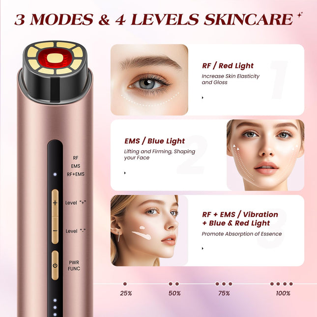 INTEO Microcurrent Facial Device, 3 Modes Red Light Therapy for Face and Neck, Skin Care Facial Massager Perfect Gifts for Women Men(Gold) product image for BeHoo Toys