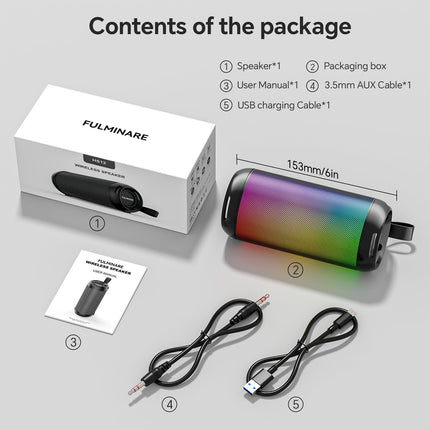 FULMINARE Portable Bluetooth Speaker with 26W HD Sound, Speakers Bluetooth Wireless 6.0, AUX&TF-Card&USB Input, LED Lights, IPX5 Waterproof, 16H Playtime for Home/Outdoor/Party, Birthday Gift (Black) product image for BeHoo Toys