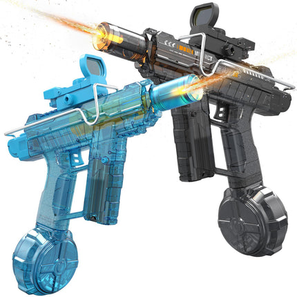 2 Pack Electric Water Gun for Adults Kids,Automatic Squirt Water Gun 26-32 FT Long Range with Led Muzzle Light,Perfect Summer Outdoor Pool Water Toy (Grey+Blue) product image for BeHoo Toys