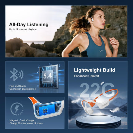 Jamsync Open Ear Headphones, Running Headphones Bluetooth 5.4 with Built-in Mic, Bluetooth Headphone 14H Battery & IPX5 Waterproof, Sports Headphones for Running, Cycling, Walking-White product image for BeHoo Toys