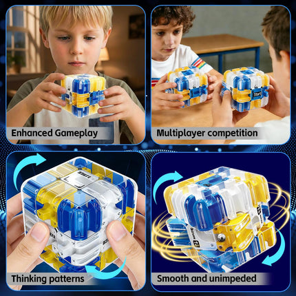 3D Rolling Ball Maze Cube, Large Labyrinth 3D Puzzle Marble Maze Cube, Brain Teaser Game, Educational Learning Sensory Toys Gift for 3+ Age Kids Adults, Logical Thinking, Family Board Games Blue 2.7" product image for BeHoo Toys