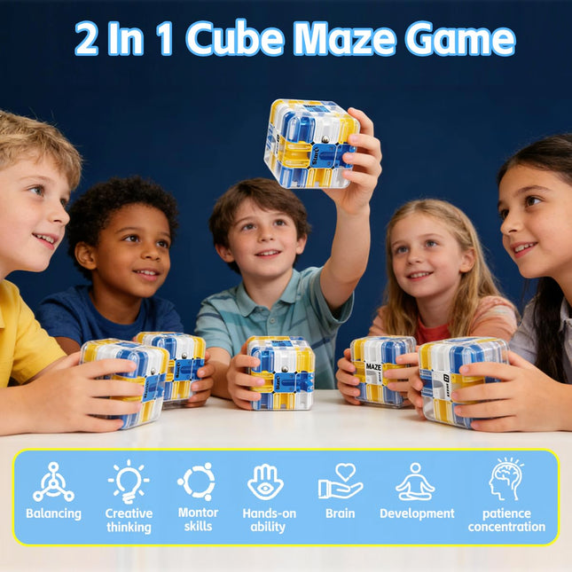 3D Rolling Ball Maze Cube, Large Labyrinth 3D Puzzle Marble Maze Cube, Brain Teaser Game, Educational Learning Sensory Toys Gift for 3+ Age Kids Adults, Logical Thinking, Family Board Games Blue 2.7" product image for BeHoo Toys