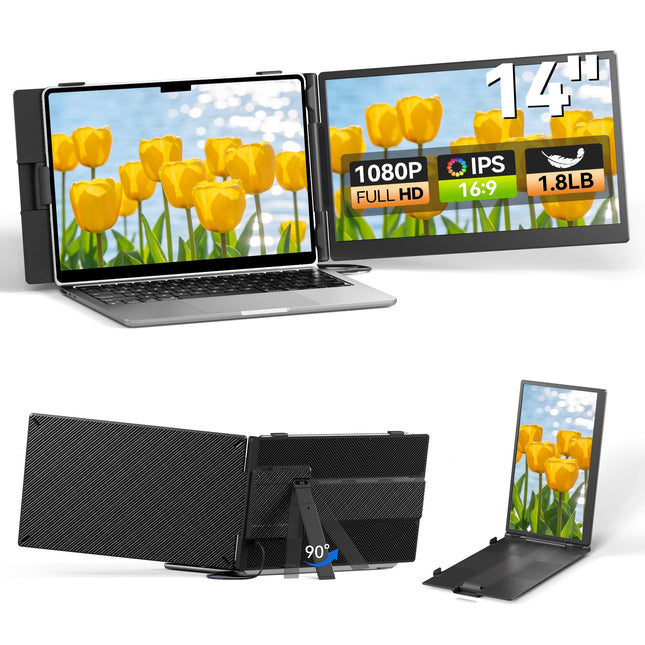 DZVW Laptop Screen Extender 14", FHD 1080P Portable Monitor for Laptop, Light Monitor Extender Plug&Play, IPS Display Computer Monitor for Laptop 13-17” (Screen Length: 11.81"-16.14") for Travel Work product image for BeHoo Toys