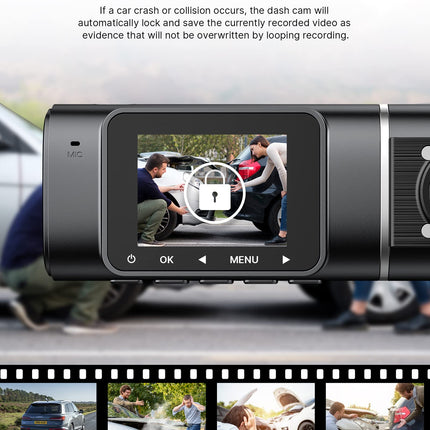 Dual Dash Cam Front and Inside 1080P Dash Camera for Cars IR Night Vision Car Camera for Taxi Accident Lock Parking Monitor 2 Mounting Options 64GB SD Card product image for BeHoo Toys