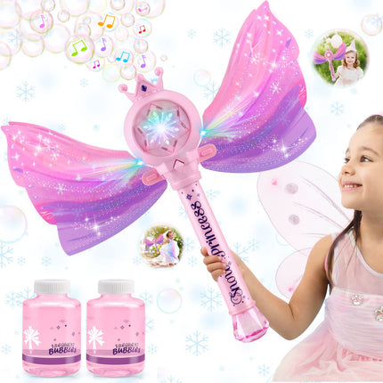 Britik Bubble Wands for Kids Girls - LED Light & Music Bubble Machine: 3 AA Batteries & 2 Bubble Solutions, Outdoor Party Birthday Toys for Toddlers, Gift for 3 4 5 6 7 8 Year Old Girls product image for BeHoo Toys