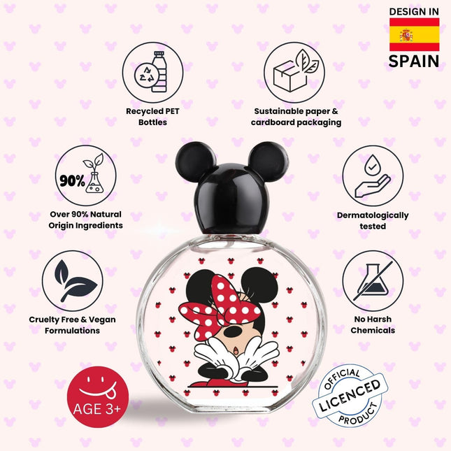 Minnie Mouse, Disney, Fragrance, for Kids, Eau de Toilette, EDT, 3.4oz, 100ml, Perfume, Spray, Made in Spain, by Air Val International product image for BeHoo Toys