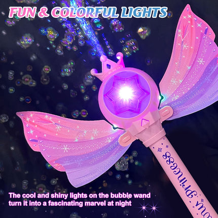 Britik Bubble Wands for Kids Girls - LED Light & Music Bubble Machine: 3 AA Batteries & 2 Bubble Solutions, Outdoor Party Birthday Toys for Toddlers, Gift for 3 4 5 6 7 8 Year Old Girls product image for BeHoo Toys