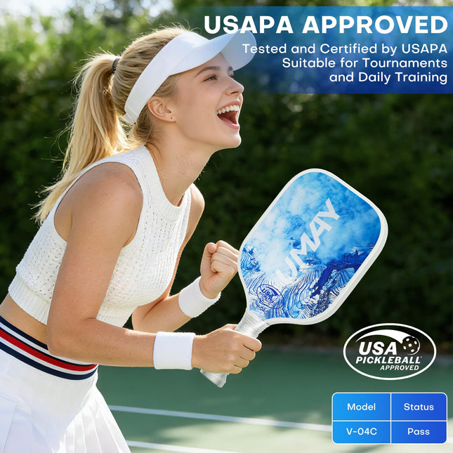 Pickleball Paddles Set of 2, USAPA Approved Fiberglass Surface Pickleball Paddle for Soft Feel & Control, Lightweight Power Rackets Set with 4 Indoor & Outdoor Balls, 2 Overgrips and a Carrying Case product image for BeHoo Toys