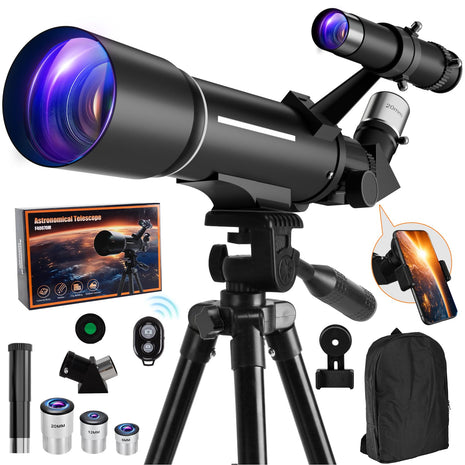 Vilupvie Telescope, Telescope for Kids & Adults, 70mm Aperture 500mm Refractor Telescopes for Astronomy Beginners with Tripod, Moon Filter, Phone Adapter & Backpack, Gifts for Kids & Beginners