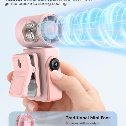 Hotsales Clip-On Portable Fan, 13500 RPM Rechargeable Handheld Mini Fan with LED Display, 360° Rotating Detachable Clip, Stroller Fan for Baby, Compact Travel Essentials/Lash, Summer Gifts for Women product image for BeHoo Toys