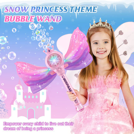 Britik Bubble Wands for Kids Girls - LED Light & Music Bubble Machine: 3 AA Batteries & 2 Bubble Solutions, Outdoor Party Birthday Toys for Toddlers, Gift for 3 4 5 6 7 8 Year Old Girls product image for BeHoo Toys