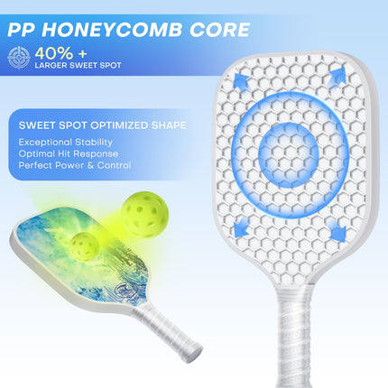Pickleball Paddles Set of 2, USAPA Approved Fiberglass Surface Pickleball Paddle for Soft Feel & Control, Lightweight Power Rackets Set with 4 Indoor & Outdoor Balls, 2 Overgrips and a Carrying Case product image for BeHoo Toys