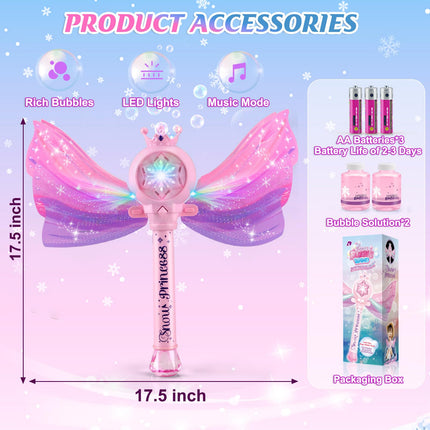 Britik Bubble Wands for Kids Girls - LED Light & Music Bubble Machine: 3 AA Batteries & 2 Bubble Solutions, Outdoor Party Birthday Toys for Toddlers, Gift for 3 4 5 6 7 8 Year Old Girls product image for BeHoo Toys