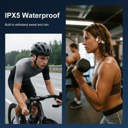 Jamsync Open Ear Headphones, Running Headphones Bluetooth 5.4 with Built-in Mic, Bluetooth Headphone 14H Battery & IPX5 Waterproof, Sports Headphones for Running, Cycling, Walking-White product image for BeHoo Toys