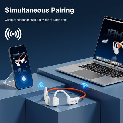 Jamsync Open Ear Headphones, Running Headphones Bluetooth 5.4 with Built-in Mic, Bluetooth Headphone 14H Battery & IPX5 Waterproof, Sports Headphones for Running, Cycling, Walking-White product image for BeHoo Toys