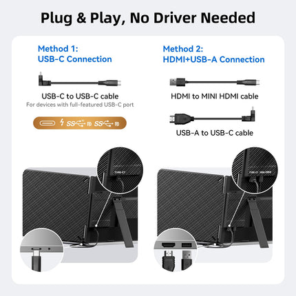 DZVW Laptop Screen Extender 14", FHD 1080P Portable Monitor for Laptop, Light Monitor Extender Plug&Play, IPS Display Computer Monitor for Laptop 13-17” (Screen Length: 11.81"-16.14") for Travel Work product image for BeHoo Toys