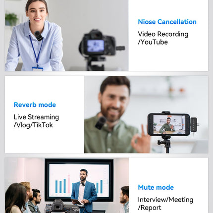 PQRQP 3-in-1 Mini Microphone for iPhone/Android/Camera, Hi-Fi Audio, 48kHz/24-bit, Wireless Microphones, 328ft Range, 20H Battery, Lapel Mic with Noise Reduction for Live Streaming, TikTok, YouTube product image for BeHoo Toys