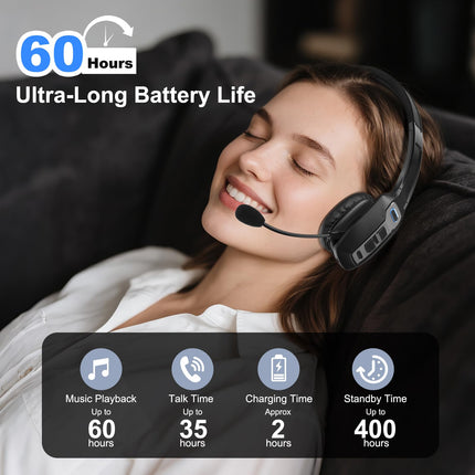 Bluetooth Headset for Truck Drivers, Single Ear Wireless Headphones with Mic Noise Cancelling, Mute Button, Hands-Free, 60H Playtime for Call Center, Office, Cell Phone product image for BeHoo Toys