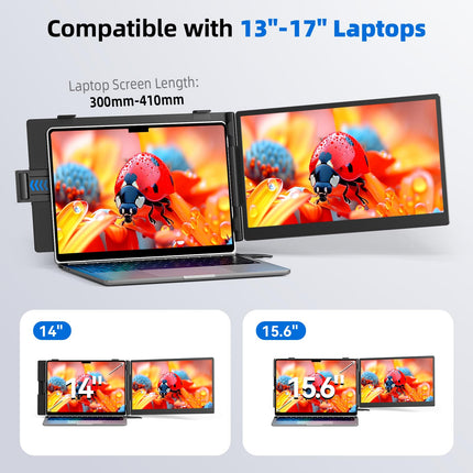 DZVW Laptop Screen Extender 14", FHD 1080P Portable Monitor for Laptop, Light Monitor Extender Plug&Play, IPS Display Computer Monitor for Laptop 13-17” (Screen Length: 11.81"-16.14") for Travel Work product image for BeHoo Toys