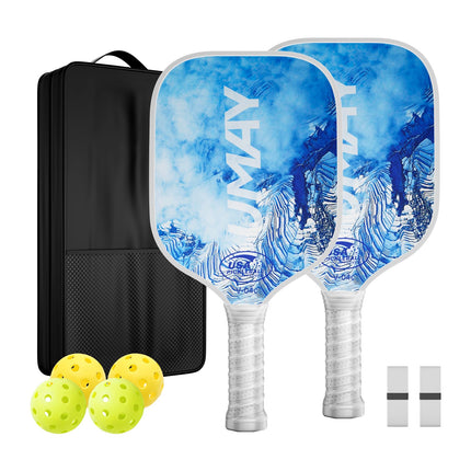 Pickleball Paddles Set of 2, USAPA Approved Fiberglass Surface Pickleball Paddle for Soft Feel & Control, Lightweight Power Rackets Set with 4 Indoor & Outdoor Balls, 2 Overgrips and a Carrying Case product image for BeHoo Toys
