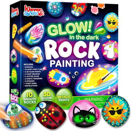 Rock Painting Kit- Glow in The Dark Rock Kit, Arts and Crafts for Kids Ages 6-12, Art Supplies Toy , Kids Craft Paint Kits, Arts & Crafts for Boys Girls Birthday Party Gift Toy product image for BeHoo Toys