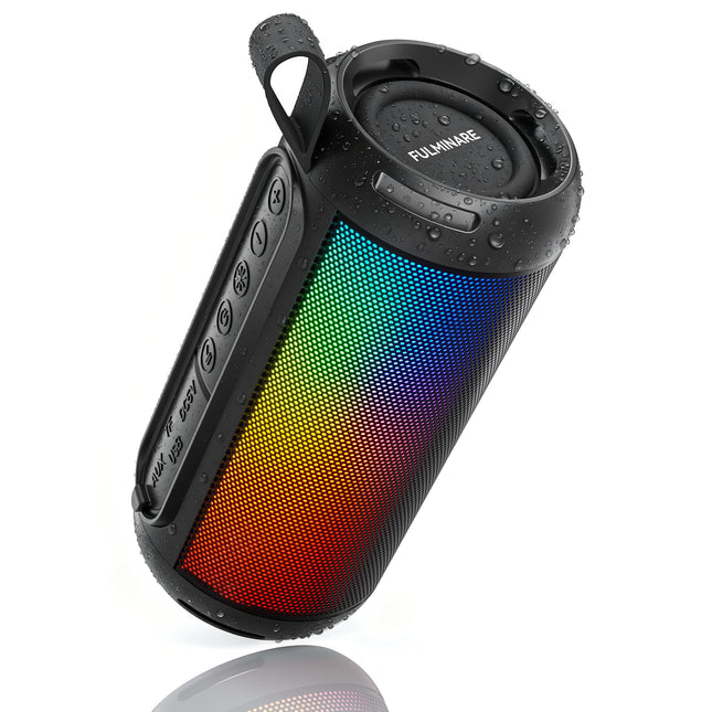 FULMINARE Portable Bluetooth Speaker with 26W HD Sound, Speakers Bluetooth Wireless 6.0, AUX&TF-Card&USB Input, LED Lights, IPX5 Waterproof, 16H Playtime for Home/Outdoor/Party, Birthday Gift (Black) product image for BeHoo Toys