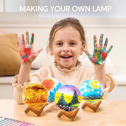 3D Glow Moon Night Light, Paint Your Own Moon Lamp Kit Galaxy Lamp Arts and Crafts Kit, School Activities, Birthday Gifts for Kids Girls Boys product image for BeHoo Toys