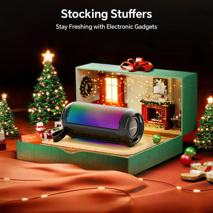 FULMINARE Portable Bluetooth Speaker with 26W HD Sound, Speakers Bluetooth Wireless 6.0, AUX&TF-Card&USB Input, LED Lights, IPX5 Waterproof, 16H Playtime for Home/Outdoor/Party, Birthday Gift (Black) product image for BeHoo Toys