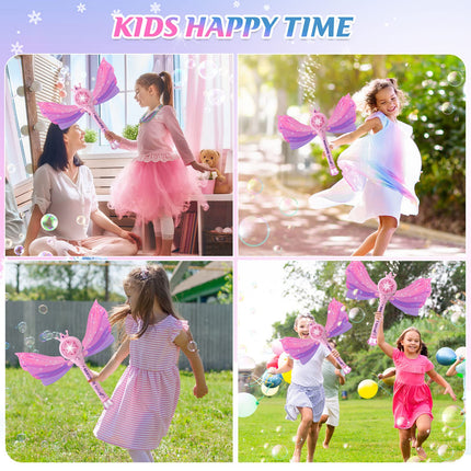 Britik Bubble Wands for Kids Girls - LED Light & Music Bubble Machine: 3 AA Batteries & 2 Bubble Solutions, Outdoor Party Birthday Toys for Toddlers, Gift for 3 4 5 6 7 8 Year Old Girls product image for BeHoo Toys