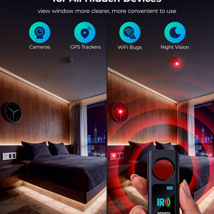 Hidden Camera Detectors, Anti-Spy Camera Finder with LED Screen Rechargeable GPS Tracker&Bug Detector, Anti-Theft Alarm, 5 Modes Portable Privacy Protection for Airbnb, Hotel, Car, Office, Travel product image for BeHoo Toys