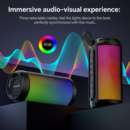 FULMINARE Portable Bluetooth Speaker with 26W HD Sound, Speakers Bluetooth Wireless 6.0, AUX&TF-Card&USB Input, LED Lights, IPX5 Waterproof, 16H Playtime for Home/Outdoor/Party, Birthday Gift (Black) product image for BeHoo Toys