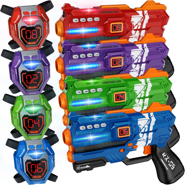 Laser Tag Guns Set of 4 Laser Tag Guns with Digital LED Score Display Vests,Gifts for Teens and Adults Boys & Girls,Adults and Family Fun,Gift for Kids Ages 8 9 10 11 12+Year Old Boy product image for BeHoo Toys