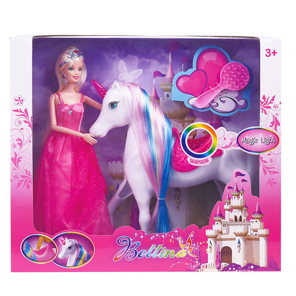 BETTINA Unicorn and Princess Doll, Magical Light Unicorn Toys, Princess Toys for Girls 3+, Unicorn Gifts for Christmas Birthday for Kids Girls Aged 3 4 5 6 7 8 product image for BeHoo Toys