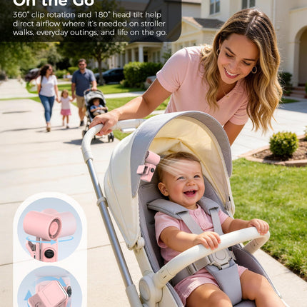 Hotsales Clip-On Portable Fan, 13500 RPM Rechargeable Handheld Mini Fan with LED Display, 360° Rotating Detachable Clip, Stroller Fan for Baby, Compact Travel Essentials/Lash, Summer Gifts for Women product image for BeHoo Toys