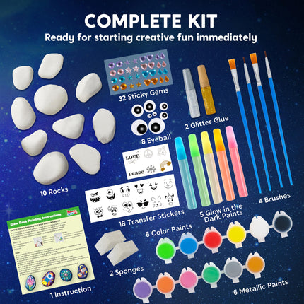 Rock Painting Kit- Glow in The Dark Rock Kit, Arts and Crafts for Kids Ages 6-12, Art Supplies Toy , Kids Craft Paint Kits, Arts & Crafts for Boys Girls Birthday Party Gift Toy product image for BeHoo Toys