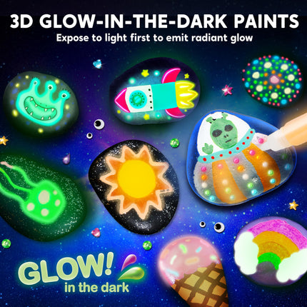 Rock Painting Kit- Glow in The Dark Rock Kit, Arts and Crafts for Kids Ages 6-12, Art Supplies Toy , Kids Craft Paint Kits, Arts & Crafts for Boys Girls Birthday Party Gift Toy product image for BeHoo Toys