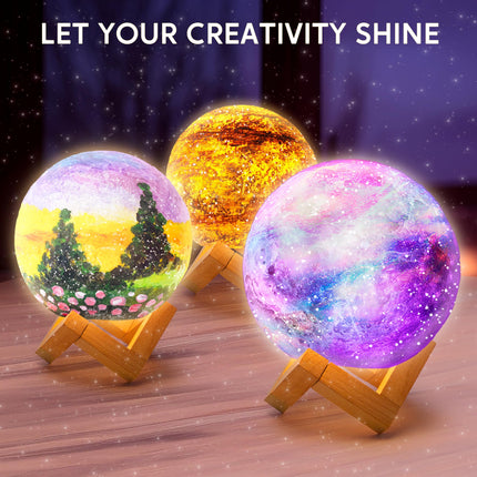 3D Glow Moon Night Light, Paint Your Own Moon Lamp Kit Galaxy Lamp Arts and Crafts Kit, School Activities, Birthday Gifts for Kids Girls Boys product image for BeHoo Toys